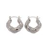 18K Gold & Zircon U-Shaped Irregular Twisted Earrings for Women