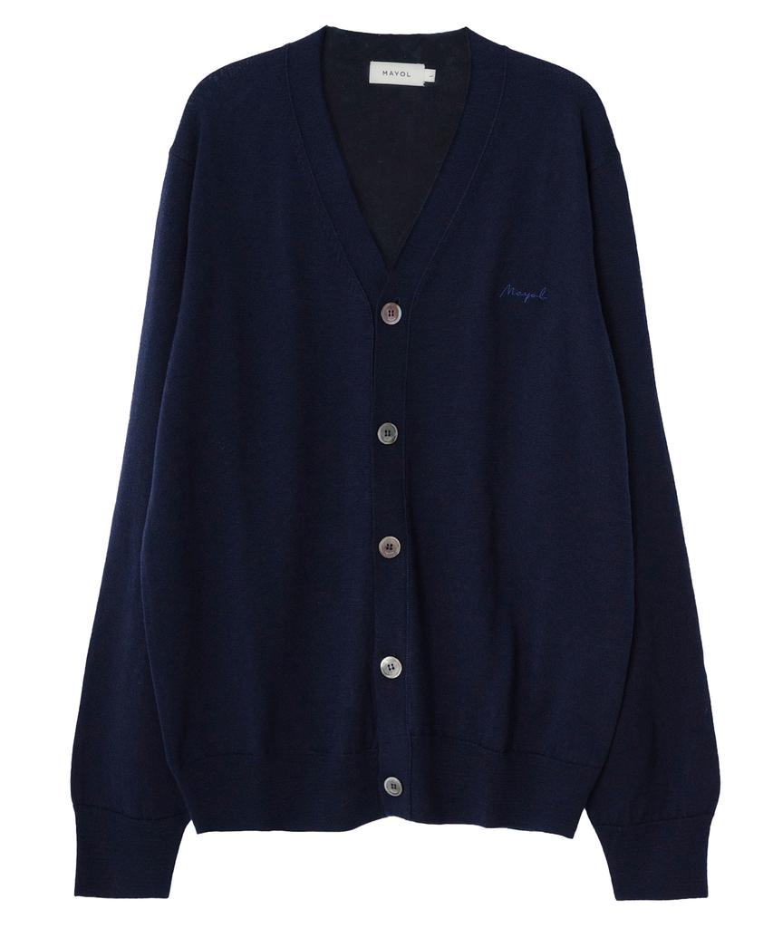 Mayol Lettering Embroidered Cardigan_Navy