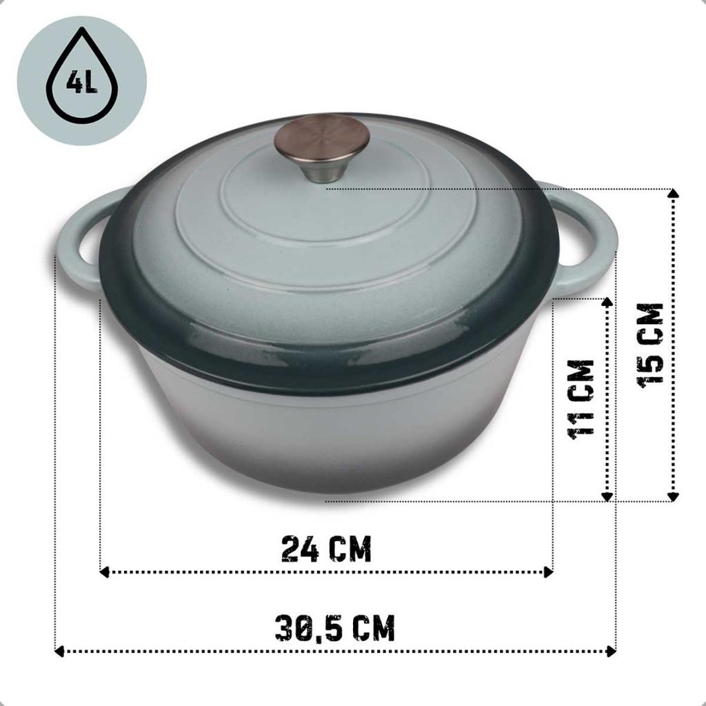 ENAMELED CAST IRON POT 24cm 4L HAGE SEA SALT
