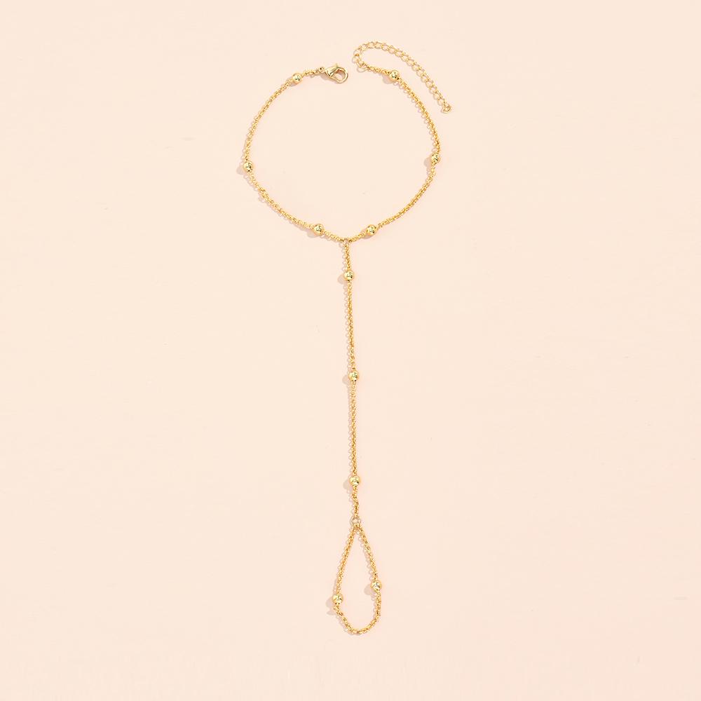 

2022 New Female Hand Bracelet Slave Chain Link Finger Ring Copper Beads Chains Connected Hand Harness Bracelets for Women