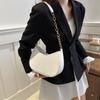 New Temperament Fashionable Design Single Shoulder Crossbody Foreign Style Solid Color Chain Zipper Underarm Texture Crossbody Bag