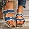 Women's Cross-Strap Thick-Soled Sandals - Summer 2026, Fabric Surface, Flat-Soled Beach Slippers for Outdoor Wear.