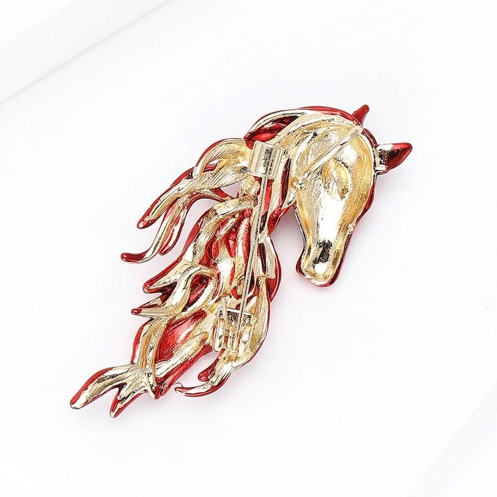 Exquisite Pferdekopfbrosche Luxuriöser Emaille Schmuck Zubehör Gotisches Tierkreiszeichen Tier Anstecker Event Party