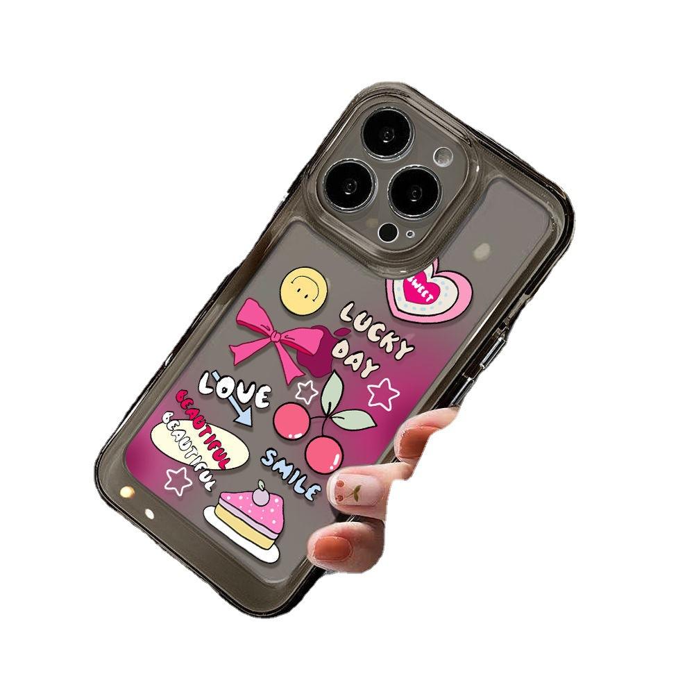 Gradual change pink graffiti applies to iPhone17 mobile phone case 16Pro niche x Apple 14 all-inclusive 15 girl heart