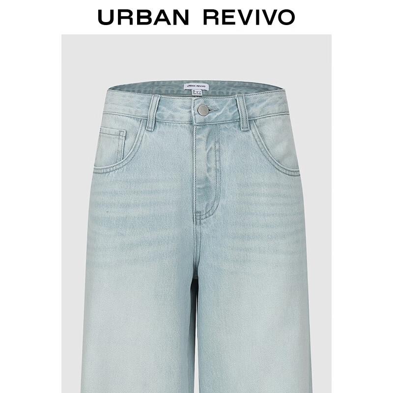 UR Damen Baumwolle Weitbein Jeans mit umgeschlagenem Saum