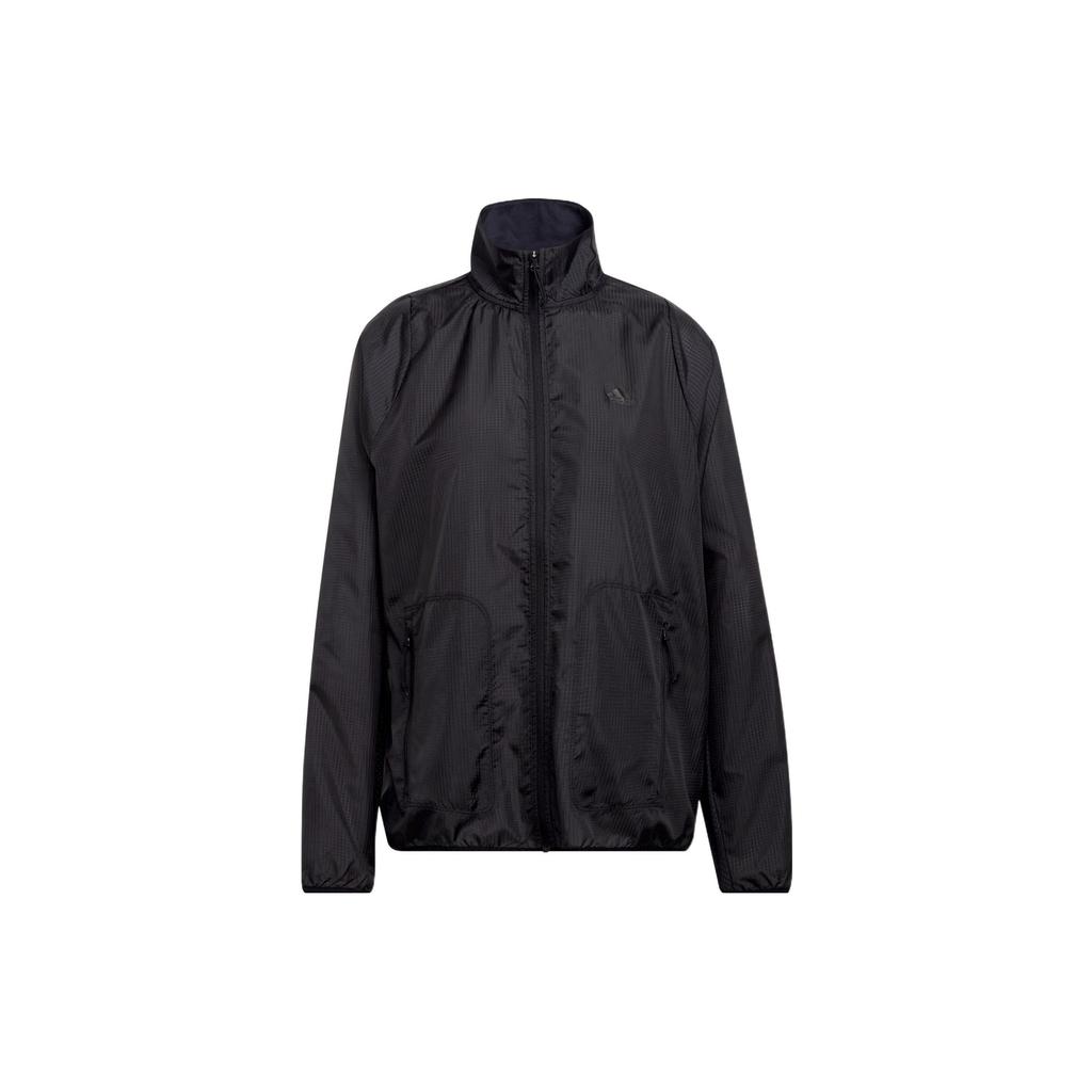 Adidas Ri 3B Windbreaker Solid Color Logo Zip Stand Collar Jacket Women jackets Black HC7971