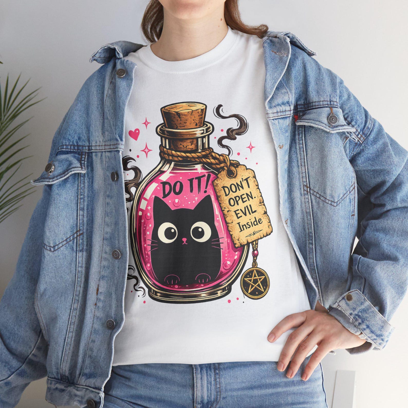 Pastel goth t-shirt | Cute Cat Potion Bottle Tea | Witchy Cat Magic Shirt, pastel gothic S