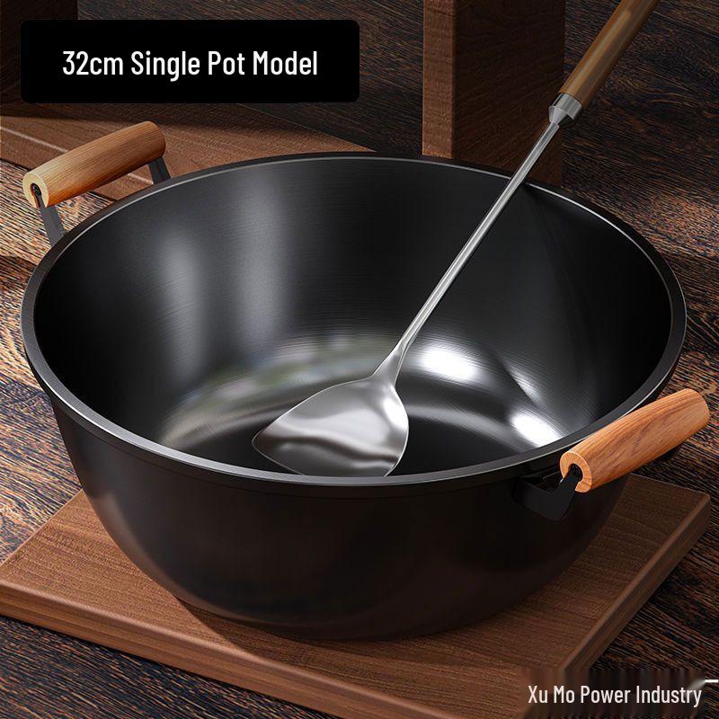 Authentic Non-Stick Cast Iron Stew Pot with Double Handles and Flat Bottom for Stir-fry Default