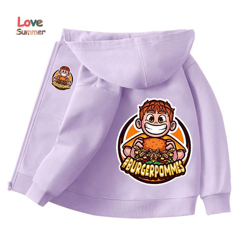 

Burgerpommes Icrimax Child Cardigan Jacket Anime Cartoon Windbreaker Hooded Spring Autumn Casual Thin Top Coat Kid Clothing Gift 100