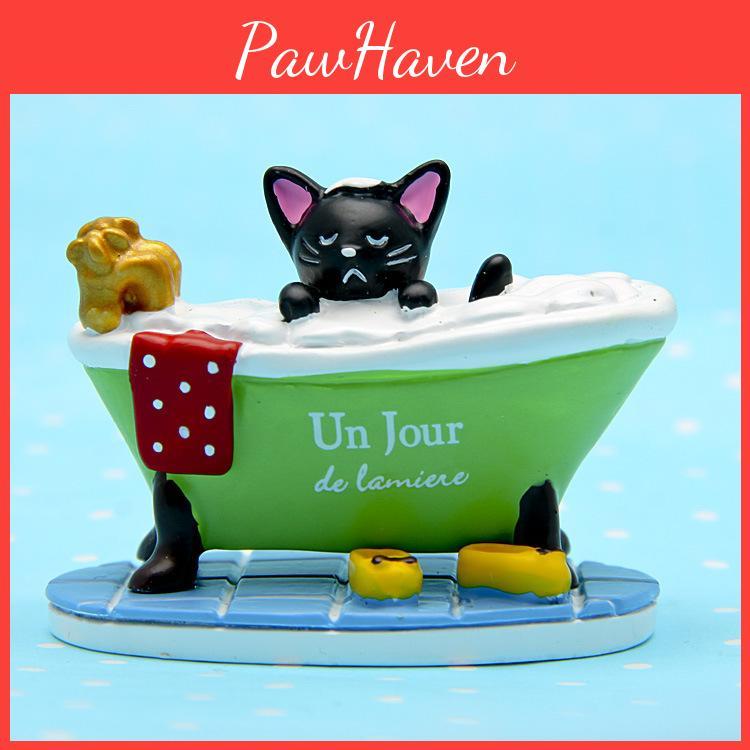 Cat Taking Black A Bath In The Bathtub Resin Ornament For Home Gifts Styling