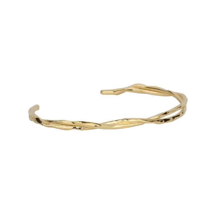 Twisted branch gold bangle