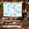 Christmas Snowman Tapestry with Snowflake Pattern Waterproof and FadeResistant Living Room Decor