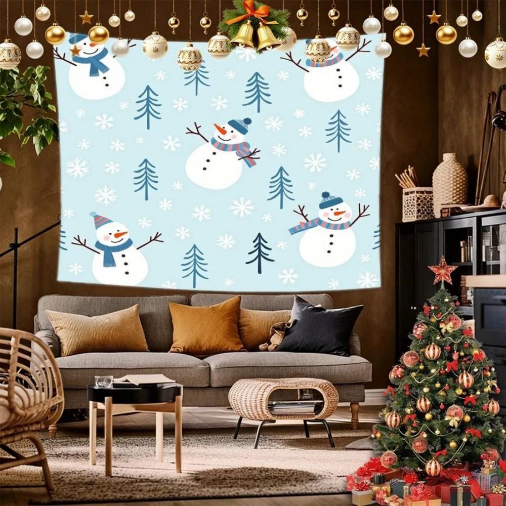 VIKAMA Christmas Snowman Tapestry with Snowflake Pattern Waterproof and FadeResistant Living Room Decor