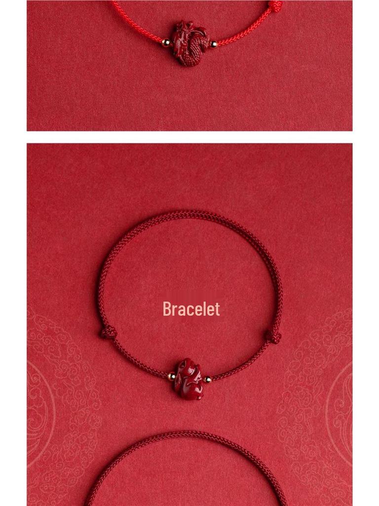 Cinnabar Zodiac Red String Bracelet Anklet, Year of the Snake, Adjustable Gift for Men & Women