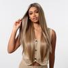 Synthetic 13x6 Lace Wigs Long Brown Ombre Blonde Straight Wig  for Women Daily Party Heat Resistant Fiber Wigs