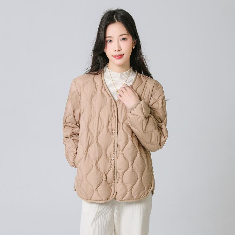 Cloud V-neck liner down jacket women's white duck down light and thin long-sleeved short light autumn and winter new gourd jacket