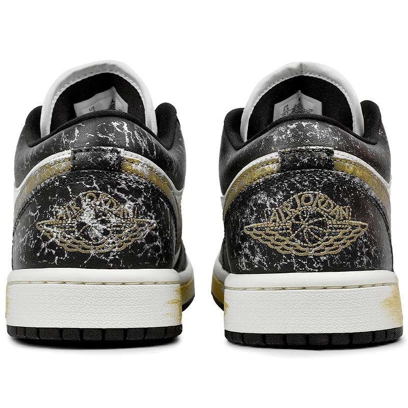 Jordan Air Jordan 1 Abrasion Resistant Low top Vintage Basketball Shoes Women's Black White Gold DC0774-200(Team96-)