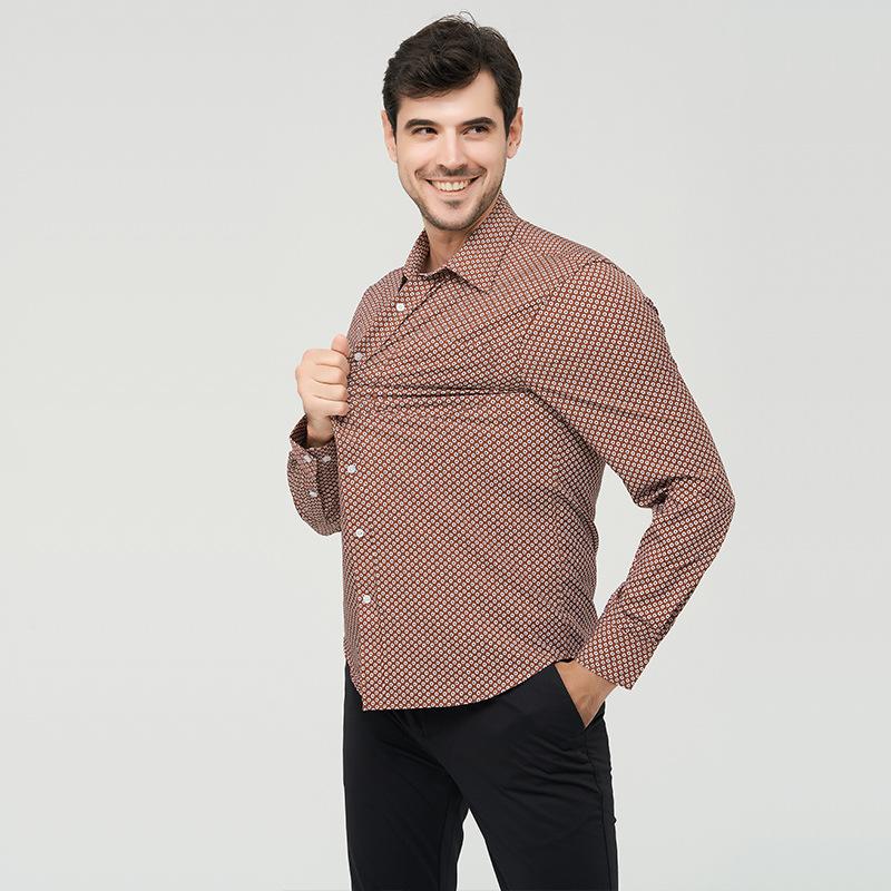 

Мужская стрейчевая рубашка с длинным рукавом большого размера с цветочным принтом 3XL [Recommended 205-115 kg]