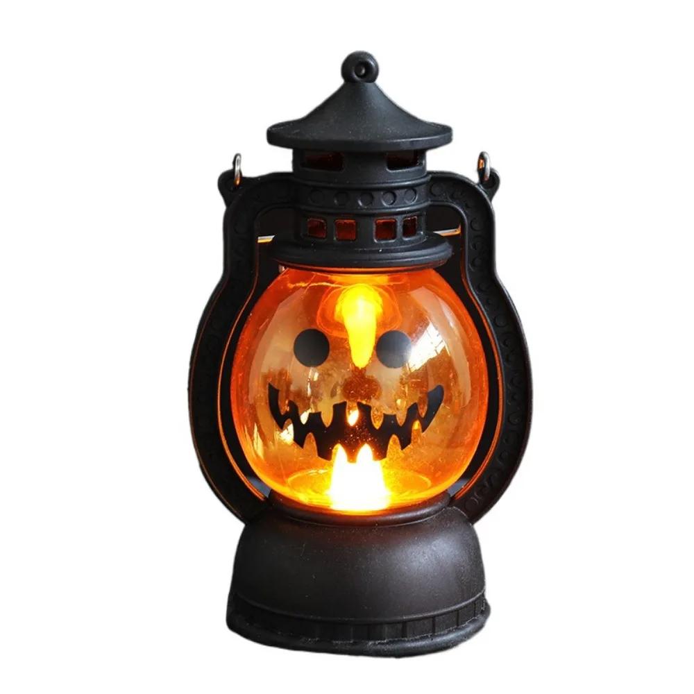 Creative Halloween Pumpkin Lantern Pumpkin Shape Durable LED Night Light Plastic Led Lighted Halloween Ornament Desktop Ornament 1pc