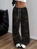 Women's Star Printed Jogging Pants - Loose Straight Pants, Elastic Waist with Drawstring
