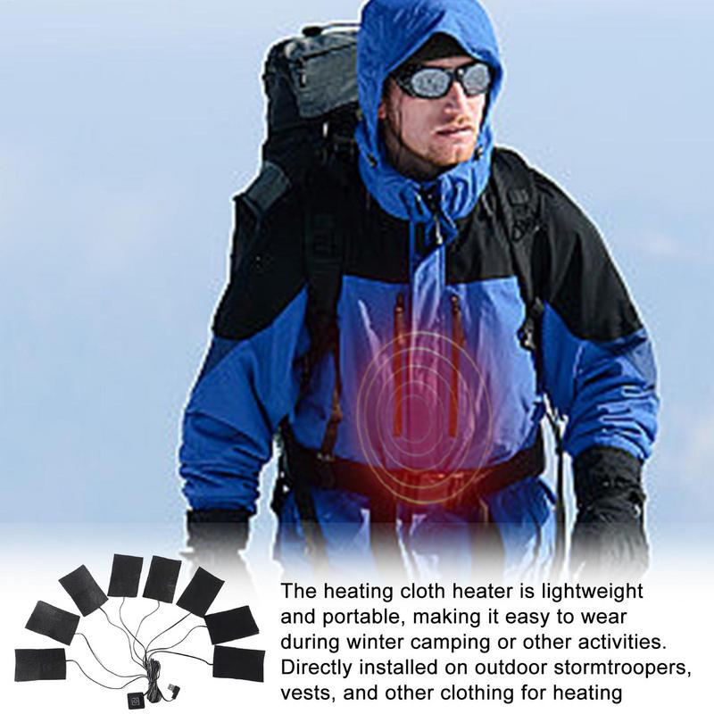 USB Electric Heating Pad For Clothes 8 In 1 Jackets Warming Heating Pad Winter Sport Vest Heated Mat Carbon Fiber Heating Cloth