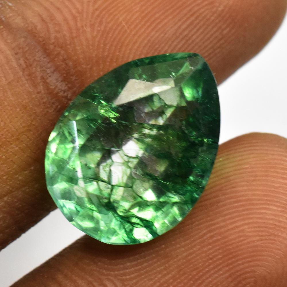High Quality Loose Gemstone 9.45 CT Natural Green Emerald Certified Pear Shape