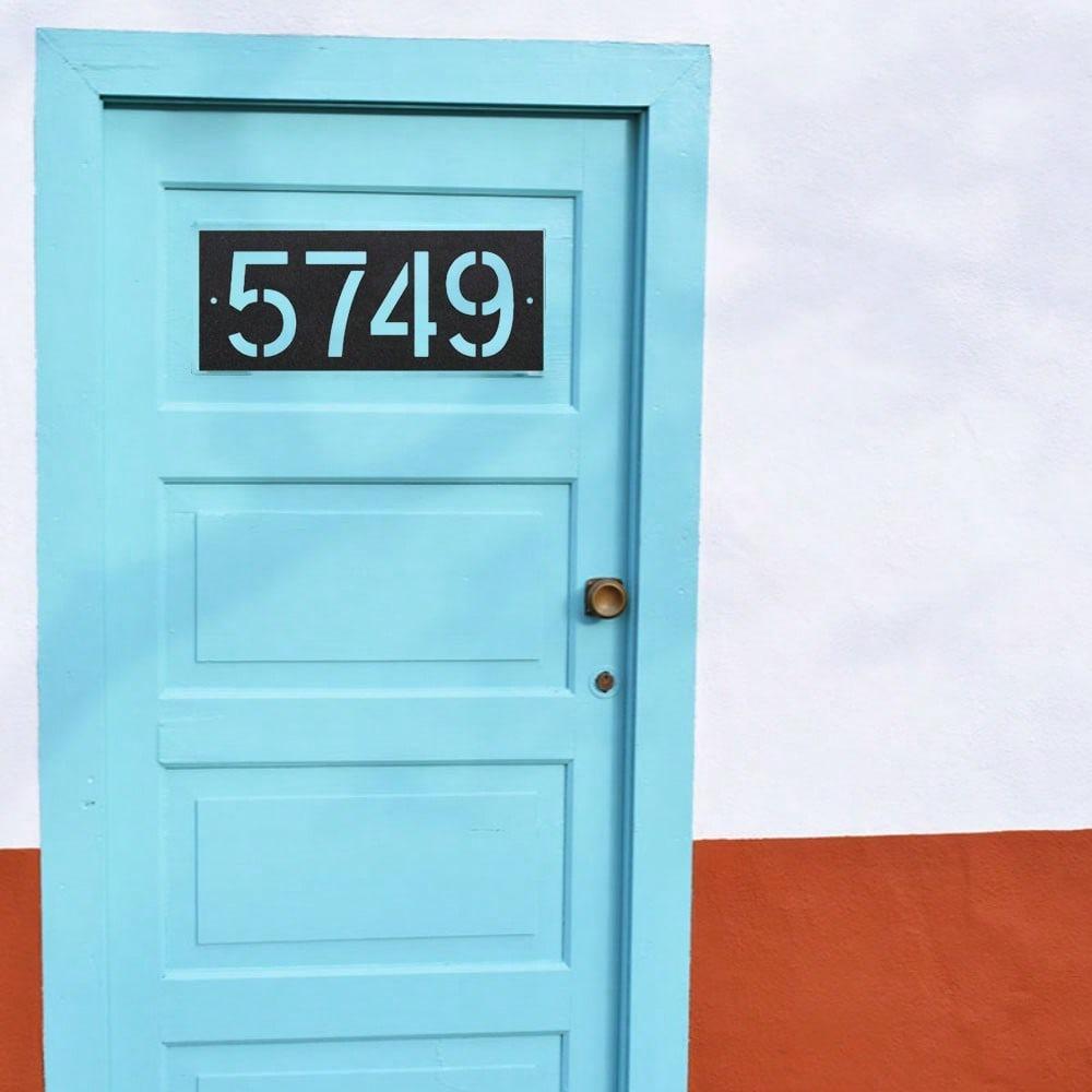 Wrought Iron Custom House Number Sign, Modern Retro Metal Address Plaque, MCM Horizontal Door Number, Unique Gift