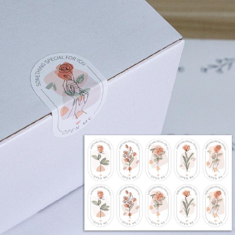 100Pcs Rectangular Flower Sealing Sticker Packaging Sticker for Wedding Baby Showers 5x3cm Rectangular Wrapping Label