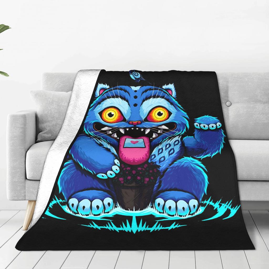 Derpy Tiger Warm Soft Blanket Kpop Demon Hunters Students Plush Throw Blanket Print Couch Chair Flannel Bedspread Sofa Bed Cover