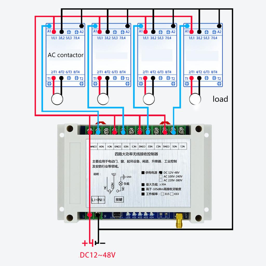 315Mhz 433Mhz RF Remote Control Wireless Switch DC 12V-24V 4CH 4 Way Relay Receiver and 4CH Transmitter for Door Lock