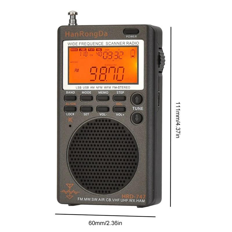 

Портативное радио с оповещением NOAA, полнодиапазонный мини-радиоприемник FM/MW/SW/SSB/LSB/AIR/CB/VHF(UHF)/УБД/WX/ХЭМ