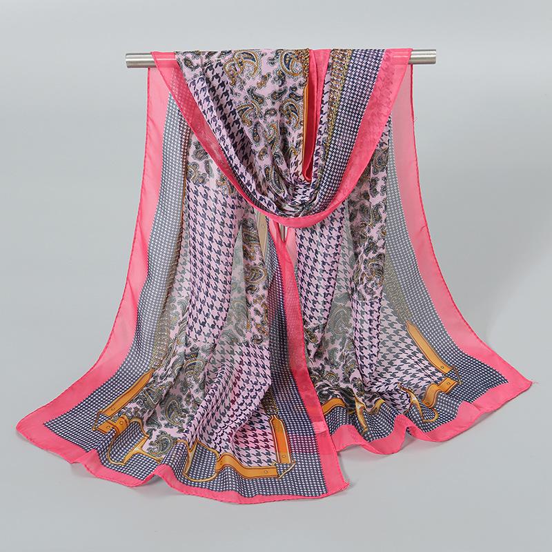 Luxury Chiffon Silk Scarf Spring Summer Scarf Women Head Scarf Beach Shawls Bandana Headband Muslim Hijabs Black Scarf/Scarves
