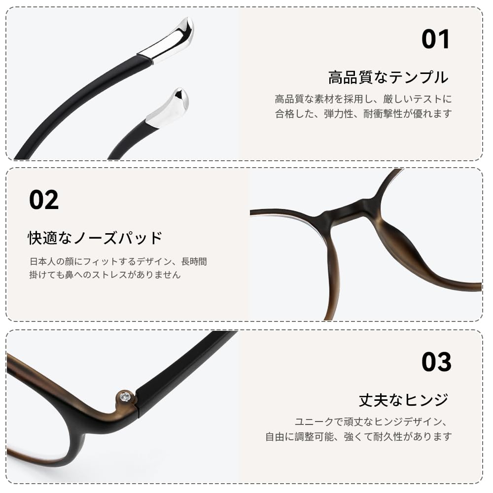 Stylish Reading Glasses for Blue Light Round TR90 Matte Tortoiseshell B1299 [FEISEDY] Women, Ultra-lightweight, Blocking, Frame, +1.0