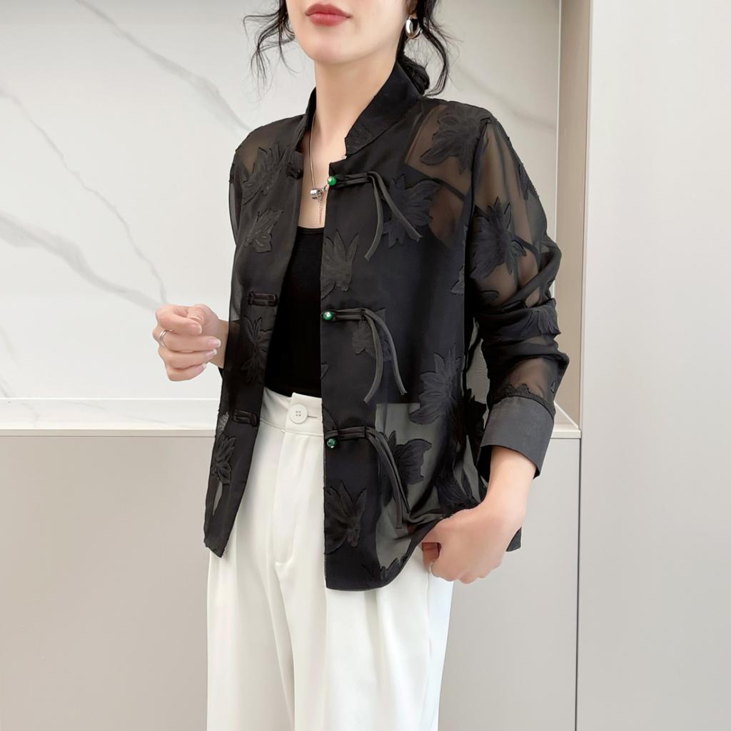 Jacken Damen Durchsichtig Sonnenschutz Chinesischer Stil Kühl Täglich Atmungsaktiv Einfach Freizeit Alleskönner Damen Frühling Persönlichkeit Vintage