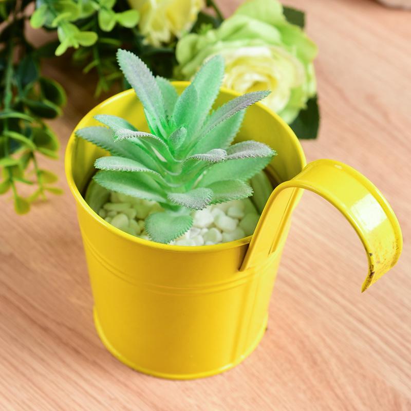 Hanging Bucket  Hook Flower Pot Tin Art Hanging Pot Hanging Hanging Color Decorative Wall Hanging Metal Hanging Pot Flower Pot