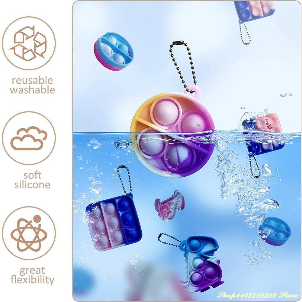 24PCS 3Shape Mini Pop Fingertip Toy Party Favors Dinosaur Toys Pack Key Chains Anxiety Relief Stress Desk Kit For Children Adult