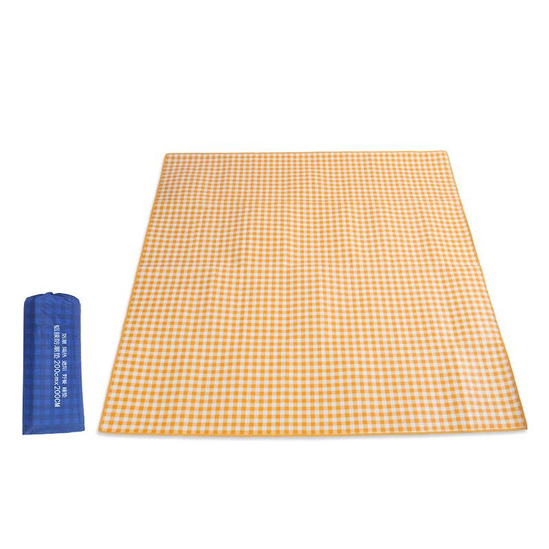 Yellow Plaid Outdoor Picnic Mat: Thickened, Moisture-Proof, Foldable for Camping and Spring Outings
