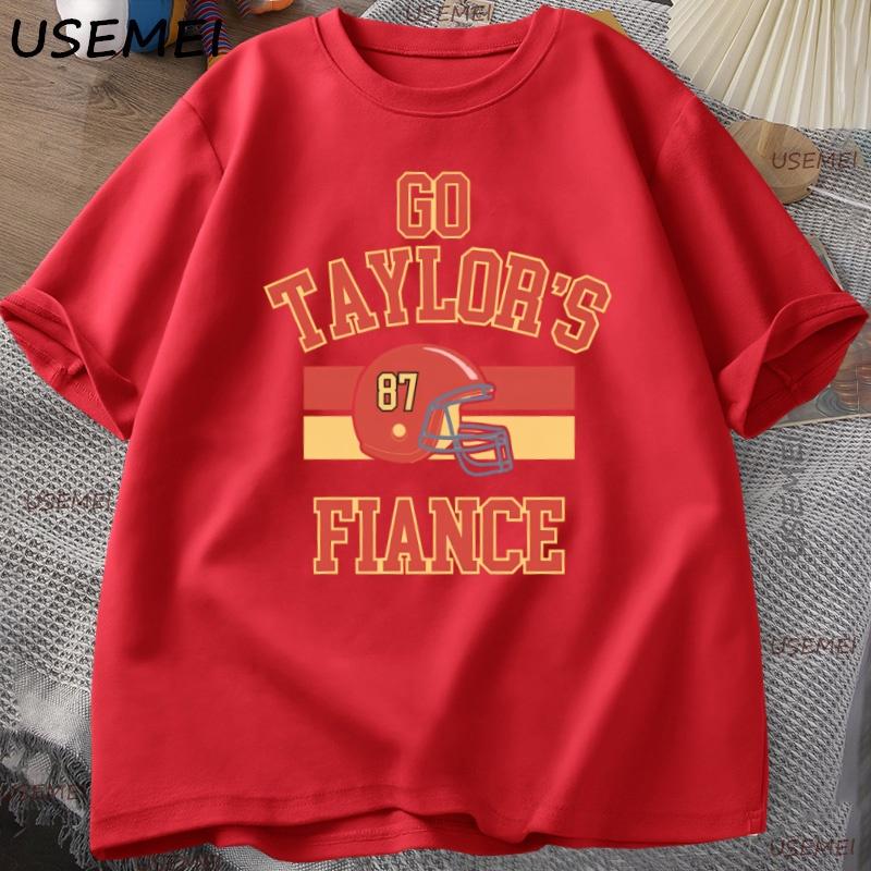 Go Taylors Fiance Tshirt Chiefs Football T Shirt Unisex Causul Cotton Short Sleeve Fashion Tshirt Loose Tops Unisex Clothing Tops S