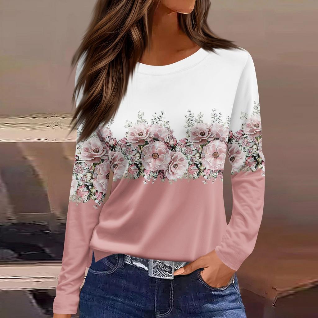 Women's Daily Casual Long-sleeved Printed O-neck Top
