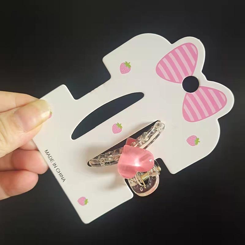 

50Pcs Cute Bowknot Strawberry Dual Card Position Paper Cards For Diy Girls Hair Accessories Display Packaging Cards Retail Tags 50PCS
