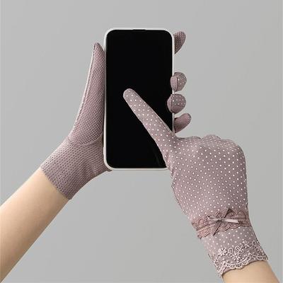 Slip Resistant Sunscreen Gloves Thin Lace Anti-UV Mittens Fashion Touch Screen Gloves Women Girls