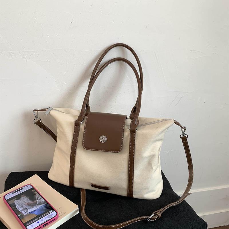 Canvas bag women's large capacity 2025 new autumn and winter versatile simple shoulder messenger bag college student class tote bag