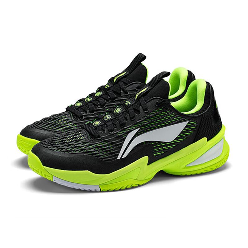 LiNing Secure Pro Lightweight Flexible Stable Cushioning Grip Durable Support Rebound Low Top Tennis Shoes Unisex Sneaker Black Green ATAV003-3