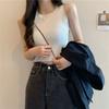 Green Knit Tank Top Sleeveless Short Women's Crop Top Solid Color Inner Wear Outer Skinny Short Vest Korean Fashion