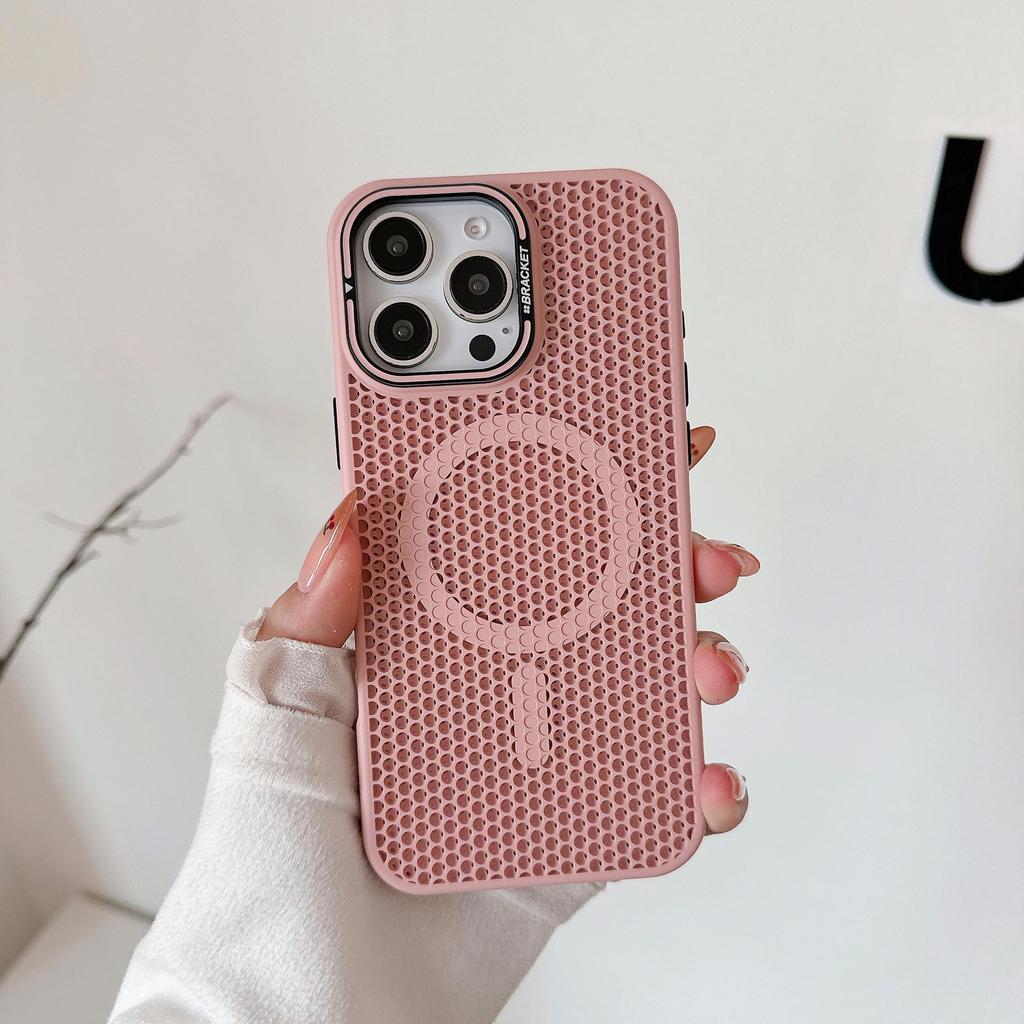 Honeycomb Heat Dissipation Magnetic Case for iPhone 16 Pro Max, Compatible with Apple 15 Lens and 14 Mesh Stand