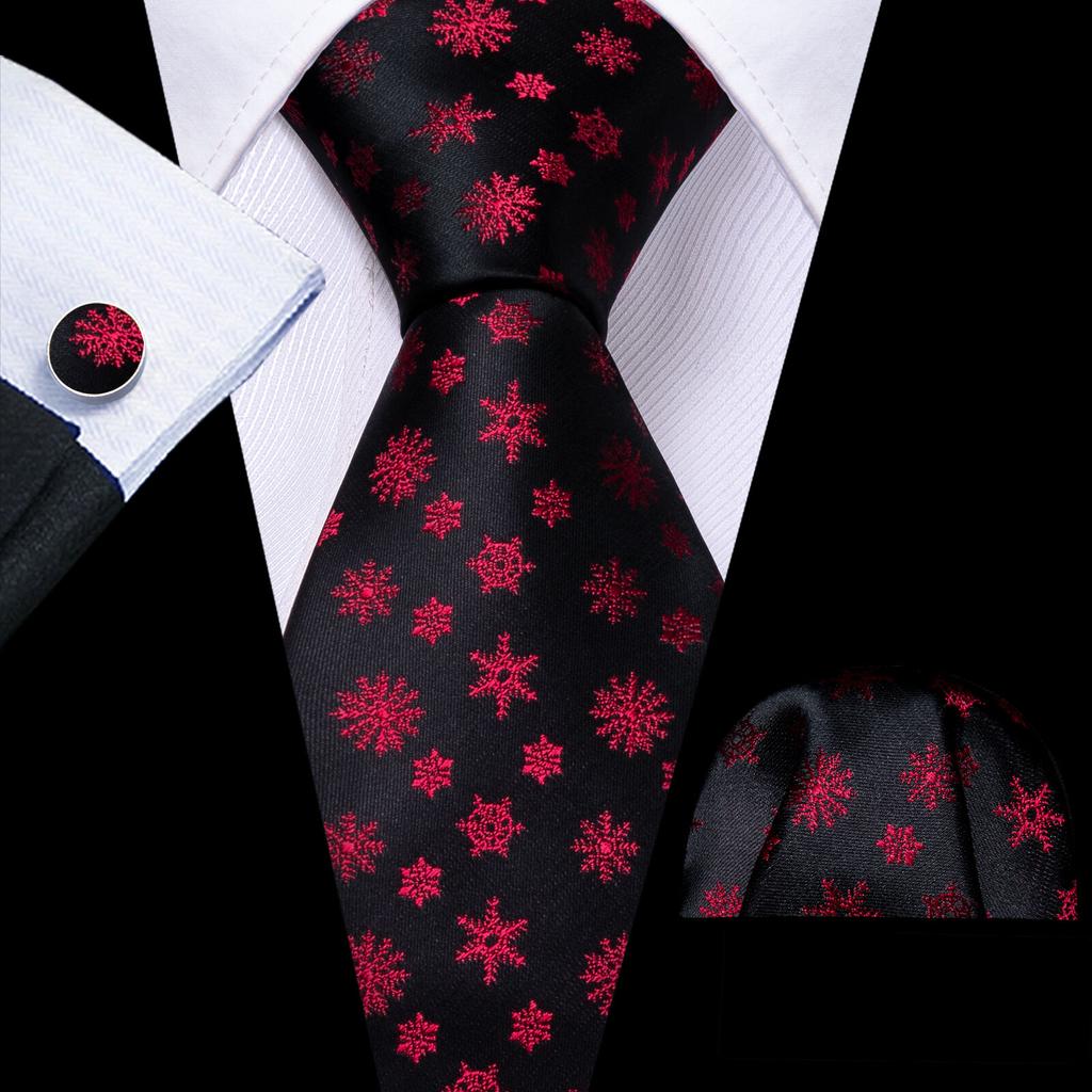 Barry.Wang Floral Ties for Men Woven Paisley Wedding Necktie Handkerchief Cufflinks Formal Casual Set