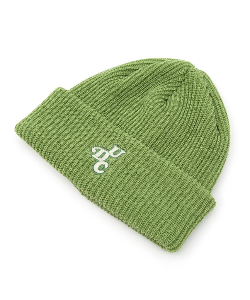 Eondeokeonteulol Winter Short Beanie Ribbed Knit Logo Embroidery Unisex Beanie Hat Beanie / Original Script / Green