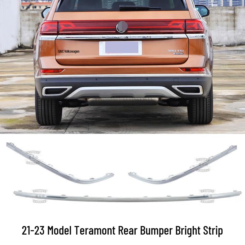 Touareg 21-23 Front & Rear Bumper Chrome Strips; Rear Exhaust Decorative Panel