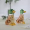 Handmade Green-headed Duck Statue Mini Desktop Ornament Wooden Duck Figure  Tabletop Display