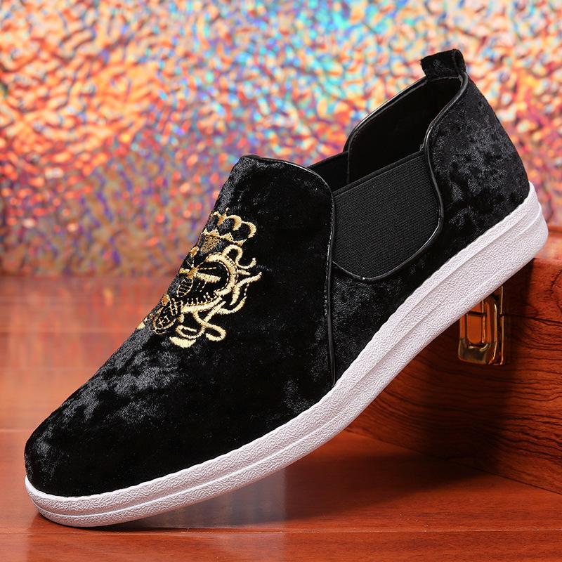 

Новые модные дышащие лоферы для мужчин, с вышивкой, слипоны, повседневная обувь, мужская обувь для ходьбы на открытом воздухе, zapatos hombre 39